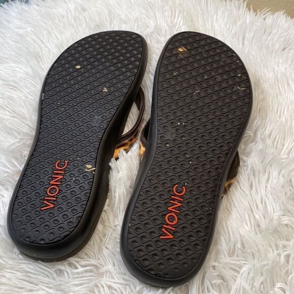 Vionic High Tide Flip Flop Sandal Wedge Leopard Print Sz 10 - Picture 6 of 11